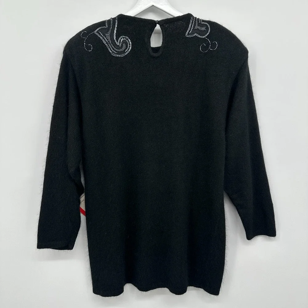 Vintage IB Diffusion Sweater‎ Size 2X Beaded Shoulder Pads Silk Romantic New